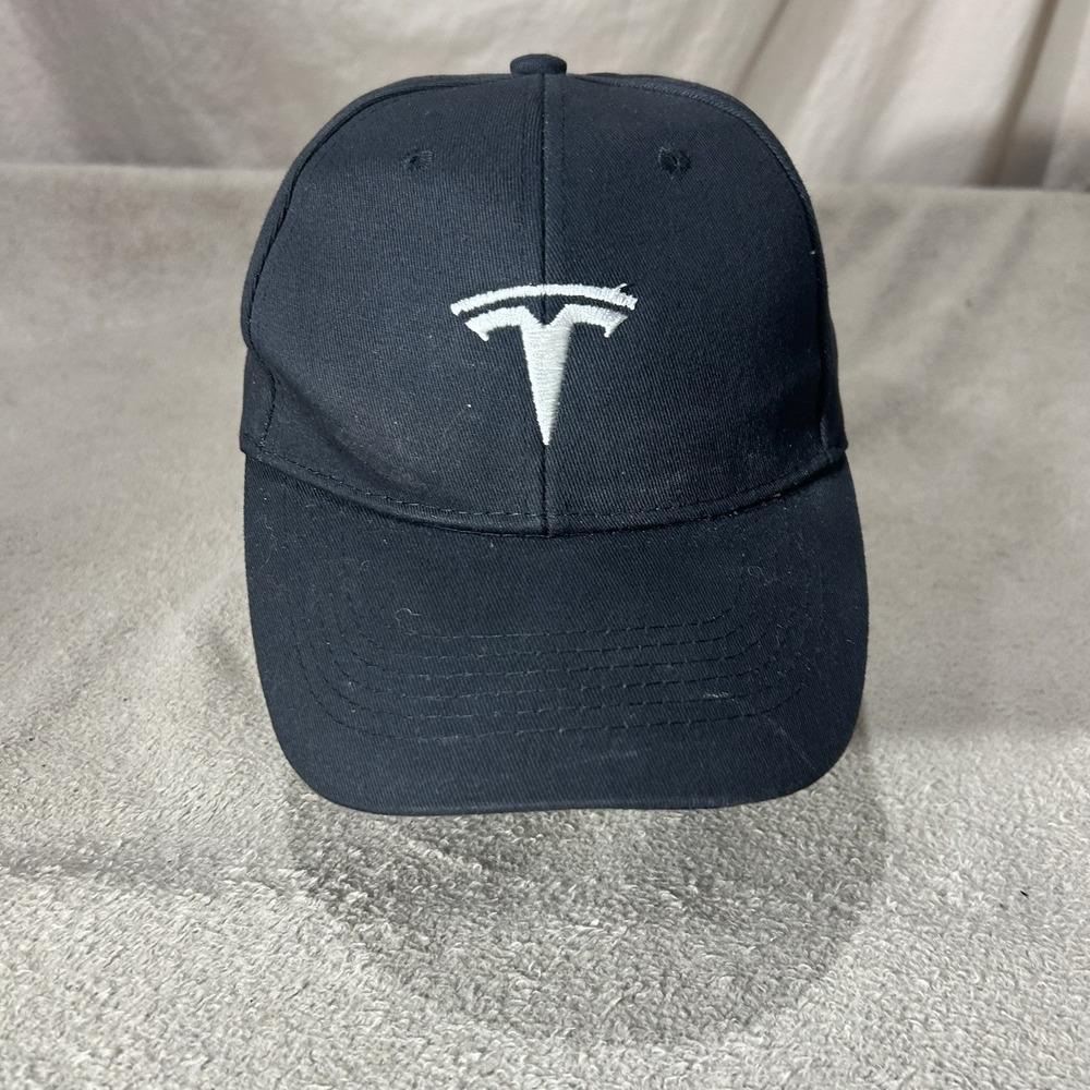 Tesla Logo Black 100% Cotton Adjustable Strapback Baseball Cap Hat